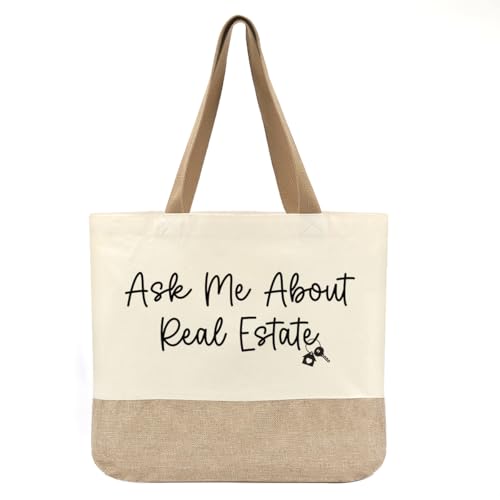 Real Estate Agent Supplies Tote Bag, Real Estate Agent Realtor Gifts for Women Best Friends Sister Realtor Supplies Closing Gift Beach Bag Birthday Christmas Appreciation Gifts Reusable Grocery Bags