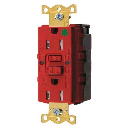 GFCI Rceptcle,Hspital,Red,15A,0.5 HP