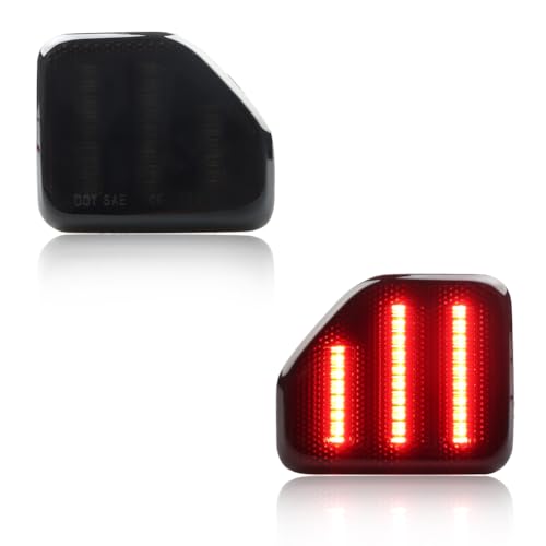 ATROVI LED Rear Bumper Reflector Light for Je-ep 2018-up Wrangler JL Sahara Rubicon MOAB Trims ONLY, Smoked Lens 40-SMD Red LED Tail Brake Rear Fog Lamps Reflector Light Kit, 2 PCS