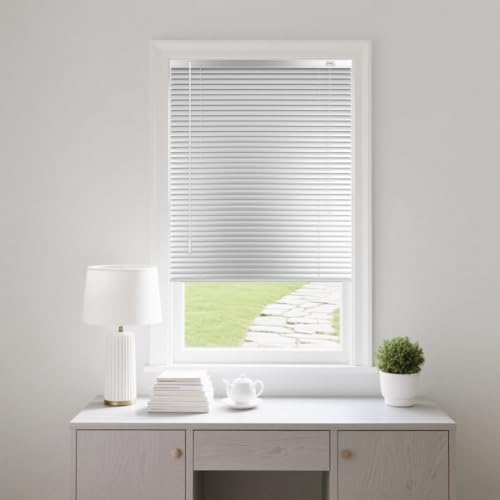 25mm Persianas Venecianas de aluminio 160 155 110 65 70 95 100 135 50 85 170 180 195 230 cm, Protección Solar y Privacidad, Persiana Veneciana para Ventanas/Puertas/Balcones Estores(Silver)