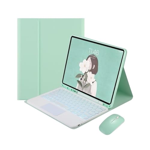Teclado retroiluminado iPad Air 11 con funda redonda protectora y mouse