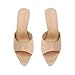 Wnshonzy Heeled Sandals For Women Pointed Open Toe High Heels Stiletto Pumps Mule Vintage Dressy Fashion Slip on Summer Casual Simple Sexy Trendy Slingback Nude