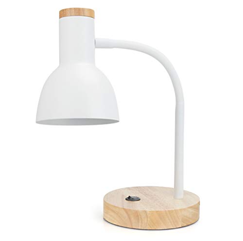 PINSOON LED Desk Lamp with Flexible Goose-Neck 2 Bulb Energy Saving for Bedside Table, Bedroom Study, and Office