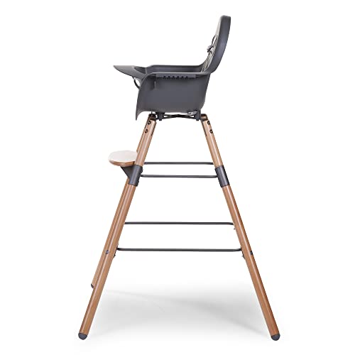 Image of Childhome Evolu One.80 High Chair Extra Set of Long Legs + Foot Rest, Adjustable Height Baby High Chair Legs, Sleek Modern Beechwood Legs, Anthracite