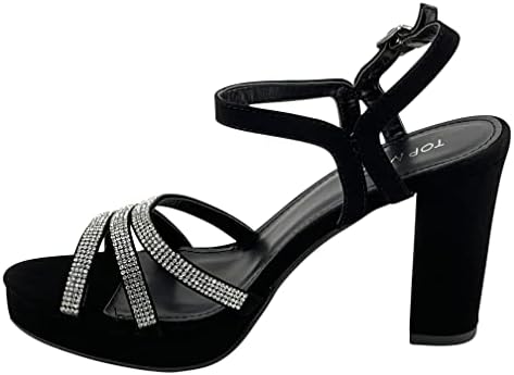 TOP Moda Womens Ankle Strap Open Toe Platform Dressy Formal Strappy Rhinestone Sandal Review | Image 2