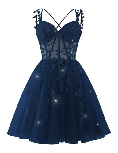 Sparkly Lace Applique Corset Homecoming Dresses for Teens Short Tulle Fairy Prom Dress Ball Gown Quinceanera Dresses