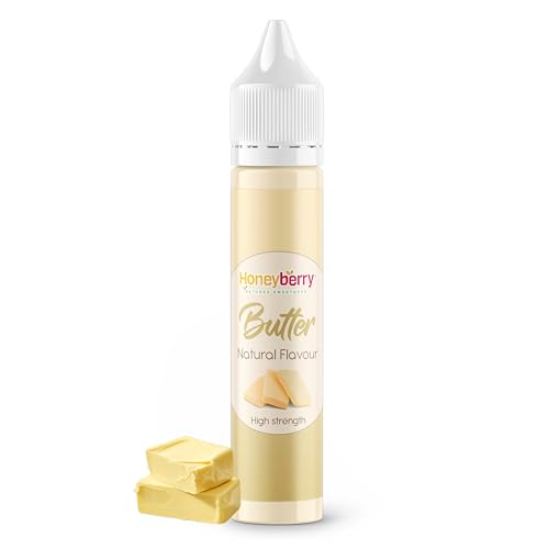 HONEYBERRY Aroma Natural Alimentario – Esencia Líquida Altamente Concentrada para Repostería, Postres, Bebidas y Cocina – Sin Aditivos Artificiales (30ml, Mantequilla)