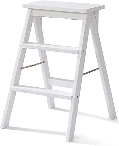 Taburete de madera maciza portátil con escalera plegable multifuncional 2
