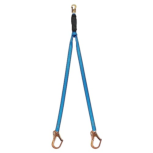 Image of Tractel C026H Phoenix Shock-Absorbing Lanyard with 3 /4 inch Snap at Pack and 2-1 /4 inch Self-Locking Each Arm Hook, 6' x 1-3 /4 inch, Blue /Black