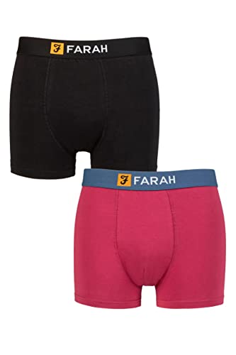 Farah Herren Baumwolle Klassisch Tailliert Trunks Packung 2 Denim/Beere L