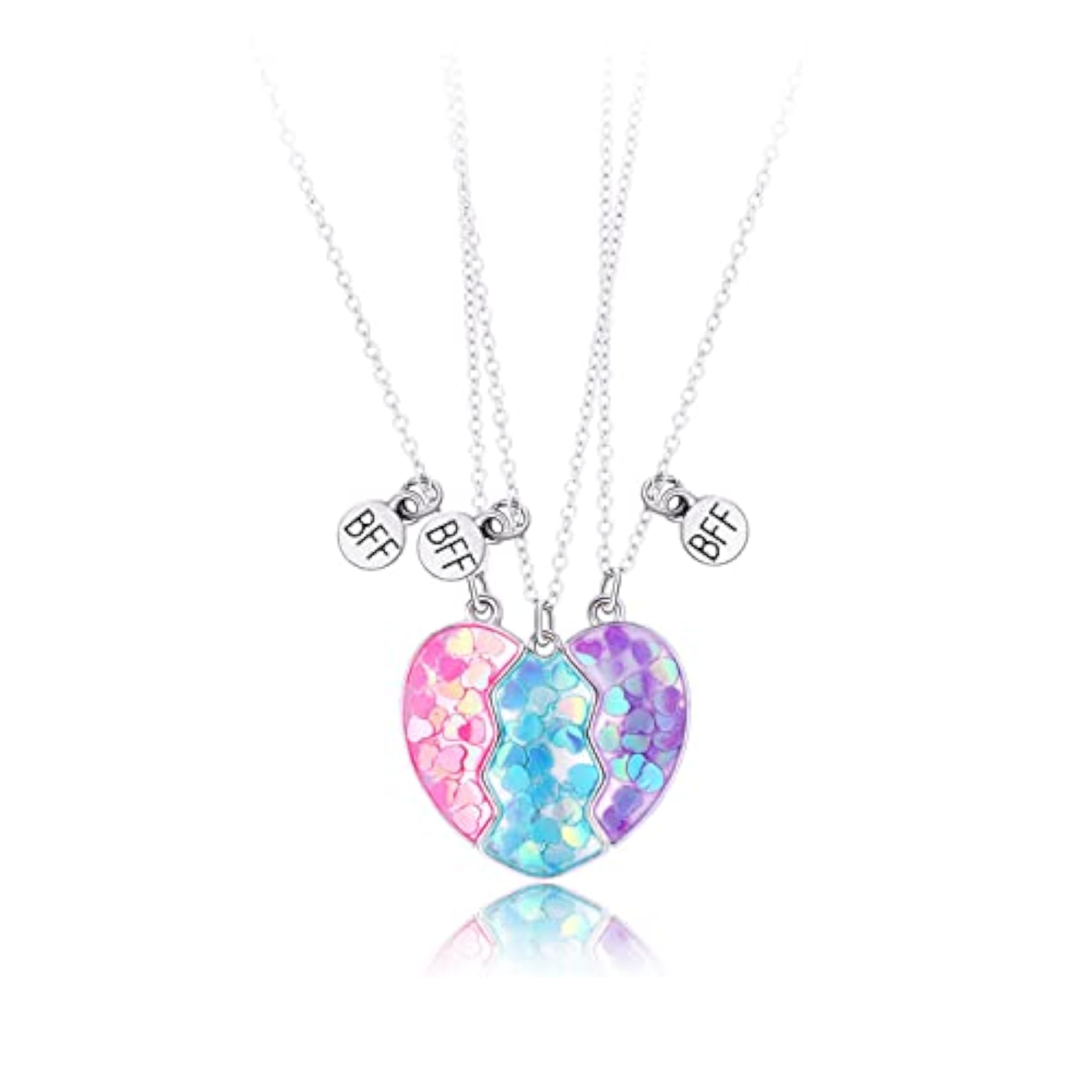 2-3pc Cute Half Broken Heart Koala Panda BFF Pendant Necklace Set