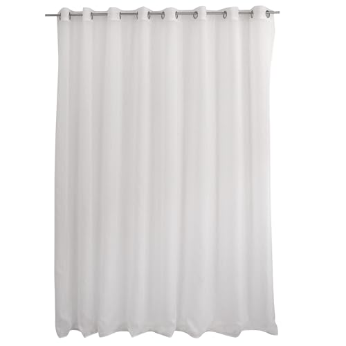 Enjoy Home Voilage Blanc Grande Largeur 300x240cm 16 œillets argentés 100% Polyester Sablé Collection Sablé décoration intérieur fnenêtre Salon Cuisine Chambre...