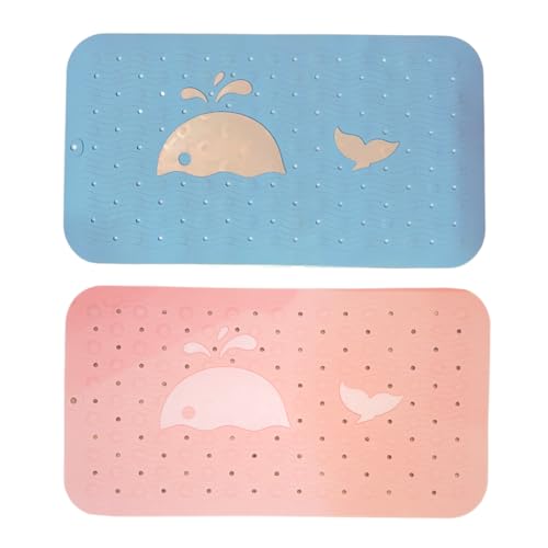 Image of Bath Tub Mat Non Slip Baby Kids Toddler Accessories Size 14x25 Drain Holes (Blue)