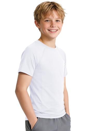 Image of Somaibo Boys Compression Shirt Athletic Football Short Sleeve for Kids | Youth Basketball Baseball Undershirts Quick Dry Sports Base Layer T-Shirt
