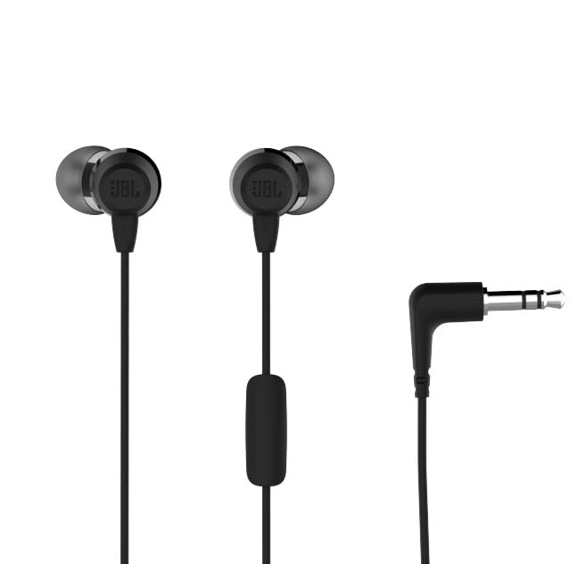 Image of JBL T50HI, Premium in Ear Wired Earphones with Mic, Signature Sound, One Button Multi-Function Remote, Premium Finish, Angled Earbuds for Comfort fit (Black)