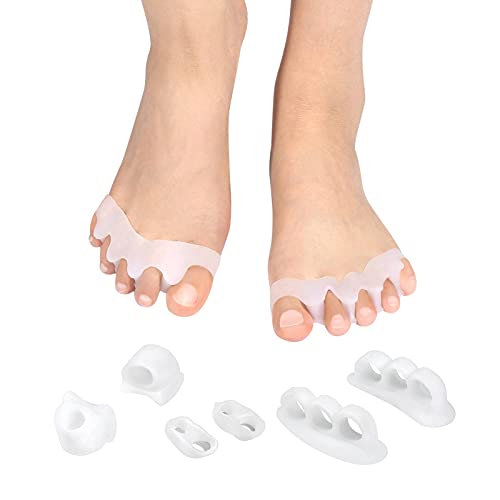 Wchiuoe Toe Separator 4 Pairs Toe Spreaders Soft Gel Toe Stretcher Toe Alignment Corrector for Overlapping Toes, Hammer Toes, Crooked Toes, Bunions, Men and Women