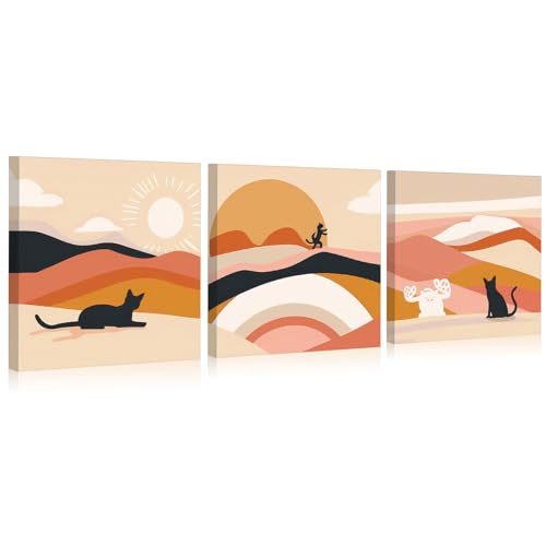 JBER Set of 3 Canvas Wall Art, Modern Poster Prints for Walls Bedroom Living Room Wall Table Decoration, Beautiful Gift