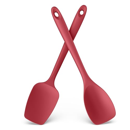 Image of U-Taste Silicone Cooking Spoons 600ºF Heat Resistant Spatula, 2Pcs, Red