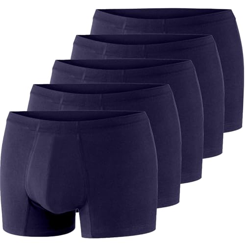 Men's Reusable Cotton Boxer Briefs Washable Underwear for Light Urinary Incontinence, 5 Pack