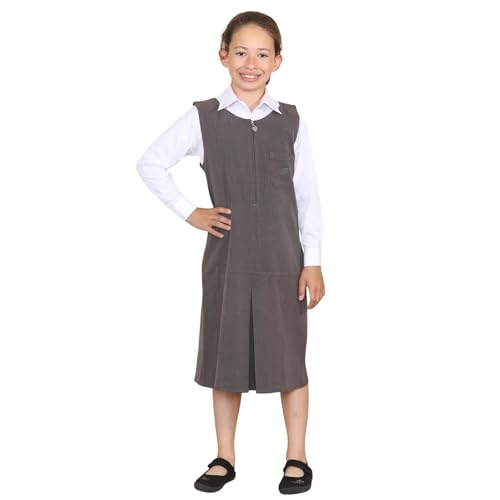 Vestido escolar sin mangas de fácil planchado y cierre frontal