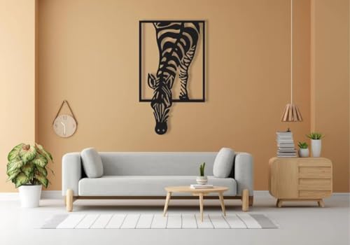 Image of Saifix Zebra Metal Wall Art Decorative Panel | Modern Safari-Themed Wall Hanging for Living Room, Bedroom & Office | Premium Laser Cut Steel with Rust-Proof Matte Coating