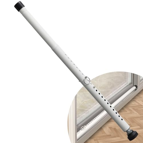 DIIG Sliding Door Security Bar, 17.7-51 Inch Adjustable Locking Window Safety Bar with Rubber Tip, 1" Diameter Window Security Bar for Home Apartment (White)
