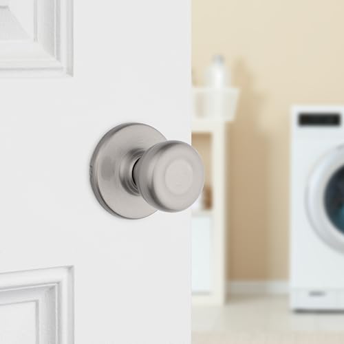 Image of Kwikset Tylo Interior Passage Door Knob, Handle For Closet and Hallway Doors, Non-Locking Doorknob in Satin Nickel, with Microban Protection, 1 Count (Pack of 1)