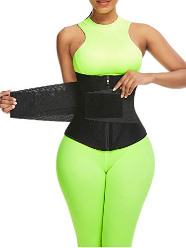 SELUXU Waist Trainer Cincher Belt Tummy Control Sweat Girdle Workout Slim Belly Band for Weight Black