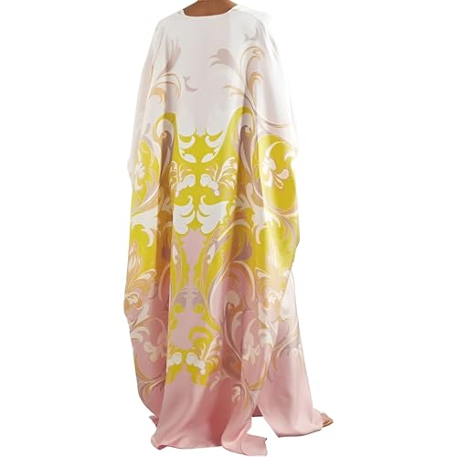 Women's Printed Silk & Satin Kaftan Dresses – Calf/Maxi Length – Loose Fit Lounge, Beach & Party Wear – Free Size3