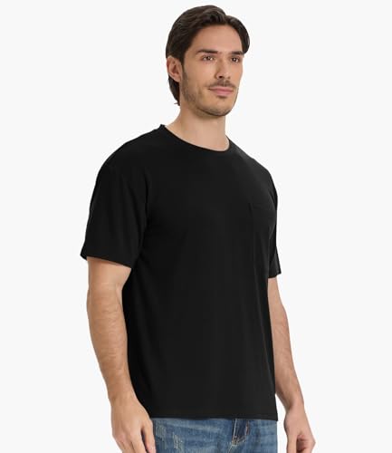 BAMBOO COOL Men's Pocket T-Shirts Heavy Weight Moisture-Wicking Tee Shirts Crewneck Undershirts Short Sleeve T Shirts3
