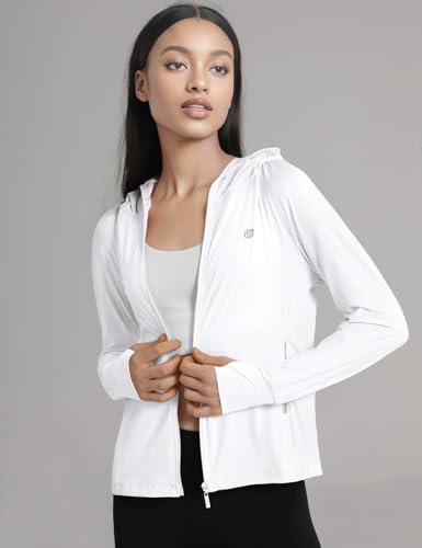 Image of Women's UPF 50+ Lightweight Athletic Jacket UV Sun Protection Full Zip Cooling Hoodie Long Sleeve Sunscreen Protective Clothing for Women for Outdoor Hiking, S-XL