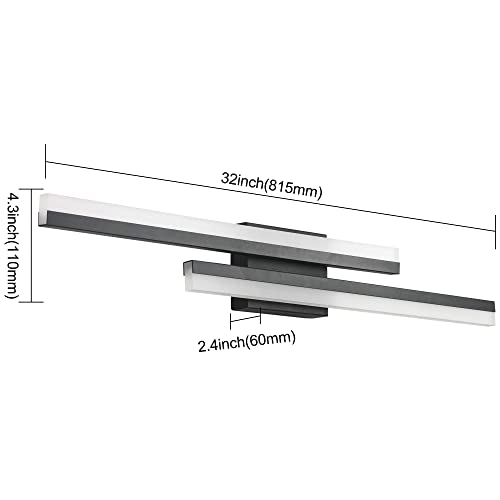 Image of PRESDE 32 Inch LED Vanity Light Bar, Modern Black Bathroom Lighting Fixture Over Mirror