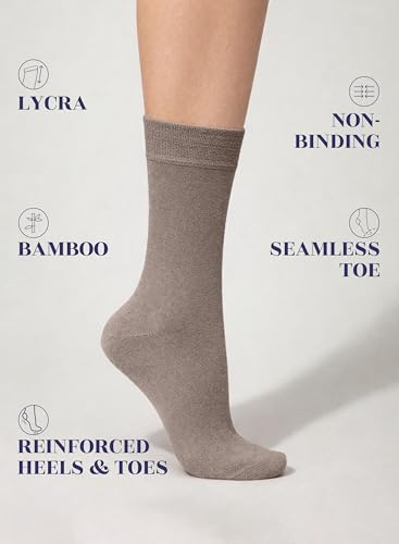 Image of Hugh Ugoli Women's Thin Soft Rayon Derived from Bamboo Crew Socks for Dress, Trouser, Seamless Toe & Non-Binding, 5-8 /9-11