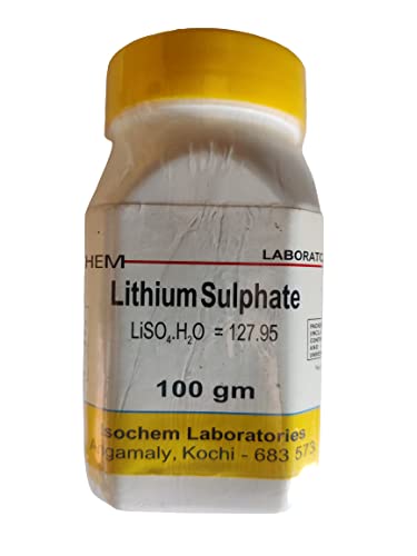 See full amazon price history chart for ISOCHEM Lithium Sulphate (100 GM) Assay -99% Min ISOCHEM Lithium Sulphate (100 GM) Assay -99% Min (B093F9T8P5) Amazon Price History, Amazon Price Tracker