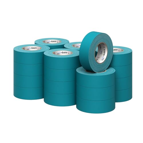 2" Pro Gaff Gaffers Tape 55 yards length teal matte. Premium Heavy-Duty Gaffers Tape trusted by professional Gaffers. Made in the USA. Holds Tight, Easy to remove. (Pack of 24)