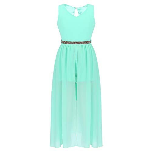 iiniim Kids Big Girls High-Neck Maxi Romper Dress Junior Bridesmaid Wedding Flower Dress Party Evening Long Gown2