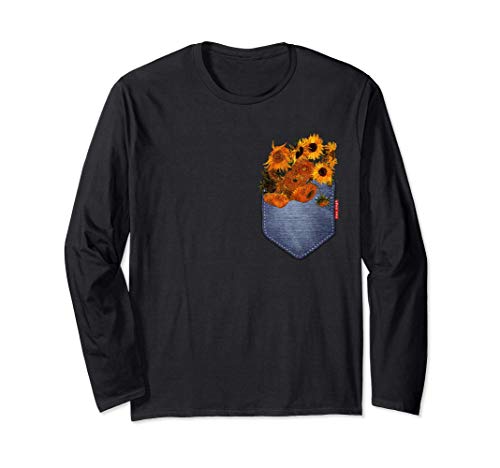 Van Gogh Sunflowers Tee Cute Yellow Flowers Floral Pocket Langarmshirt Cover