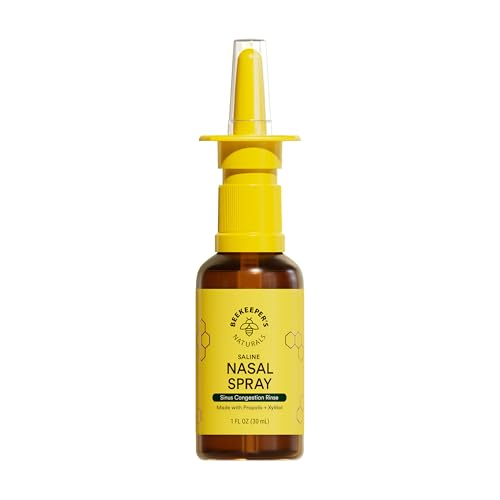 Beekeeper's Naturals Nasal Spray for Adults with Propolis, Xylitol & Saline, Clears Nasal Congestion, Moisturizes Sinus Canal, & Decongest Sinus Cavities, 1 fl oz