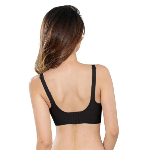 Bras for Women,Bras for Women Seamless Wireless V Neck Full Coverage Comfortable Push Up T-Shirt Bralette Black Large - image 4