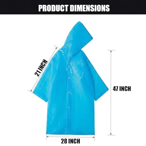 Image of Motopack EVA Waterproof Raincoat for Men & Women with Hood | Unisex Reusable Transparent Universal Rain Wear | Lightweight Full Sleeve Poncho with Button Closure for Travel, Camping & Hiking (Blue)