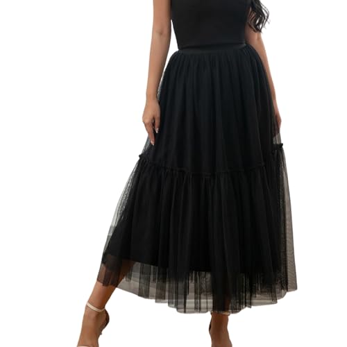 Jupe trapèze maxi en maille avec taille haute élastique pour gommer les complexes