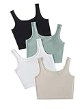 MakeMeChic Women's 4packs Plus Size Rib Knit Sleeveless Tank Crop Top Multi A 2XL