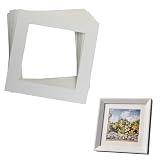 MEETOOT 8-Inch Photo Frame Mat Cut for 5.5 * 5.5 Photos, 10-Pack White Double-Layer Frame Mat Board - Pre-Cut Display, Bevel-Cut Matte to Showcase Art Family Photos, Display