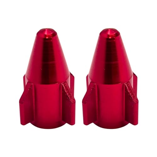 cyclingcolors 2X Bouchon de Valve Capuchon Forme fusée Rocket Aluminium Schrader Pneu vélo Moto Auto Voiture Quad Trottinette, Rouge