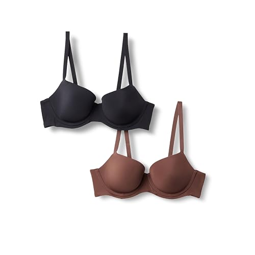 Amazon Essentials Womens Microfibre Lined Wired Balconette Bra Black/Rich Hazel 32DD