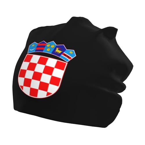 National Emblem of Croatian Children Hip Hop Knitted Hat Kids Elastic Leisure Knit Cap Warm Sleep Beanies Black