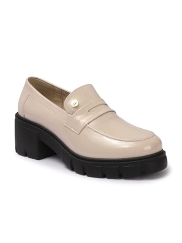 Image of Carlton London Chunky Heel Loafers for Women - Classic Style with Modern Comfort - Perfect for Work & Everyday
