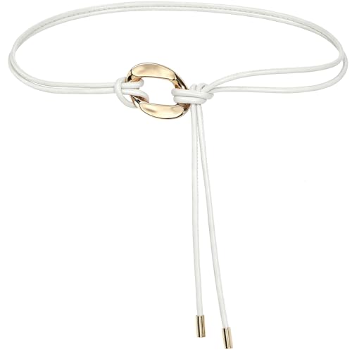 Ceinture nouée en cuir PU pour femme avec boucle dorée élégante