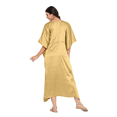 Oussum SG152-2001-GLD Women Fancy Satin Caftan Plus Size Maxi Dress Beach Cover Ups Kaftan House Dresses thumb #4