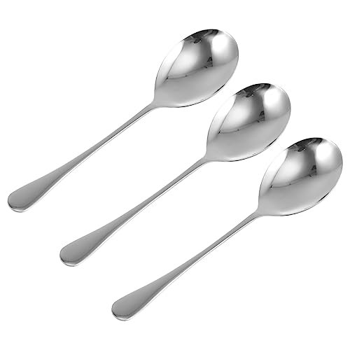 Cabilock 3Pcs Stainless Steel Buffet Serving Spoons Long Handle Cutlery for Restaurants and Events Smooth Polished Finish Kitchen Scoops for Food Service